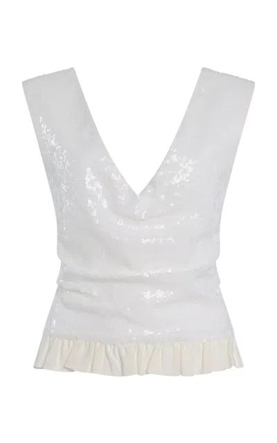 Tae Park Exclusive Petal Sequined Open-back Top In Ivory