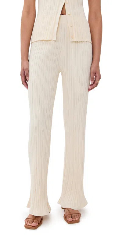 Le Bop Ribbed Flare Pants Antique White In Antique White