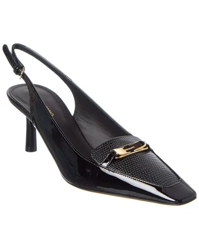 Ferragamo Patent Leather Slingback Pumps In Black