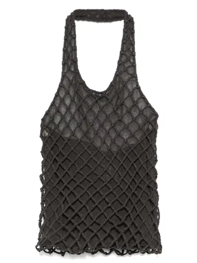 Isa Boulder Gray Macramist Halter Top In Grey
