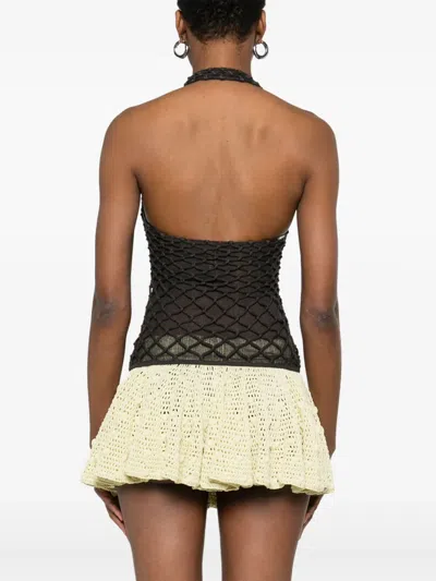 Isa Boulder Gray Macramist Halter Top In Grey