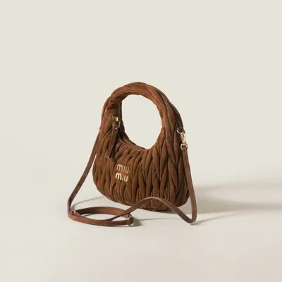 Miu Miu Wander Bag In Matelasse Suede In Cocoa Brown