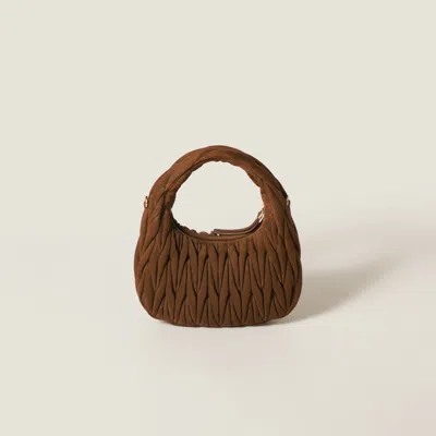 Miu Miu Wander Bag In Matelasse Suede In Cocoa Brown
