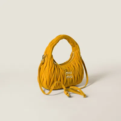 Miu Miu Wander Matelassé Suede Bag In Whiskey