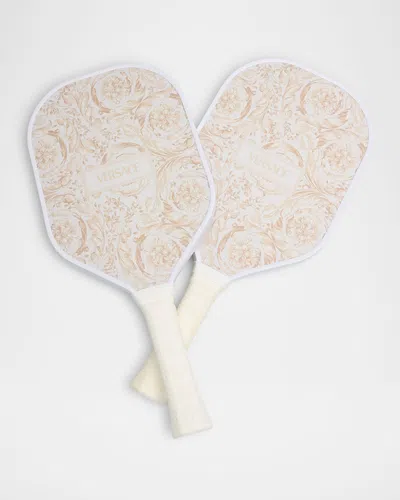Versace Barocco Pickle Ball Rackets, Set Of 2 In Beige And Bone