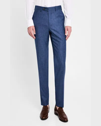 Canali Men's Melange Wool Dress Pants In Blue