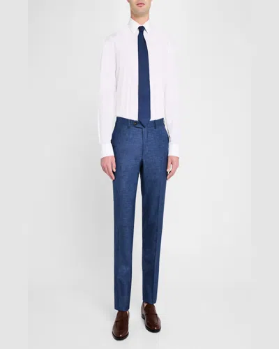 Canali Men's Melange Wool Dress Pants In Blue