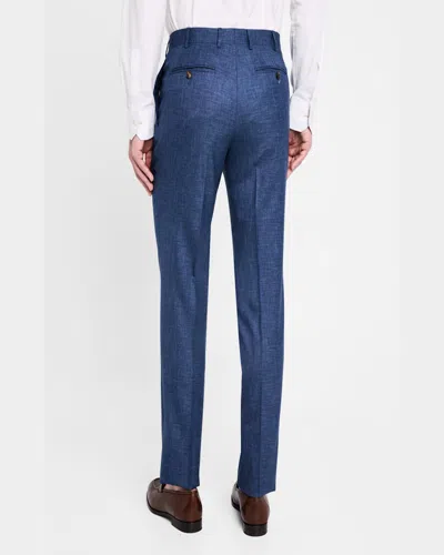 Canali Men's Melange Wool Dress Pants In Blue