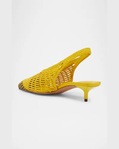 Jacquemus Woven Slingback Shoes With Pointed Toe In Yellow