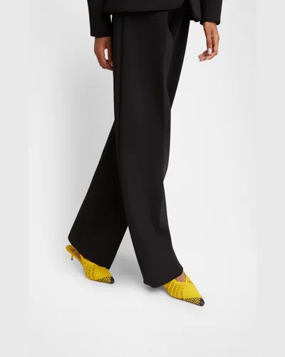 Jacquemus Woven Slingback Shoes With Pointed Toe In Yellow