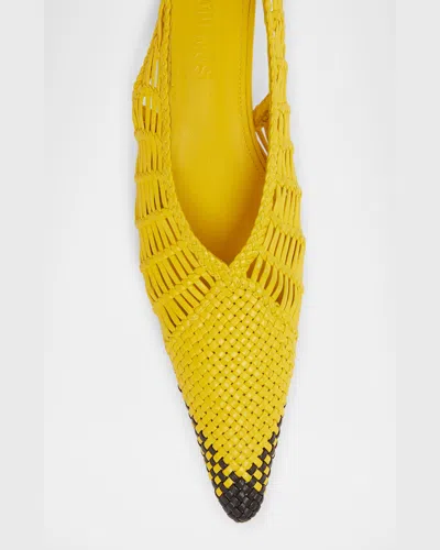 Jacquemus Woven Slingback Shoes With Pointed Toe In Yellow