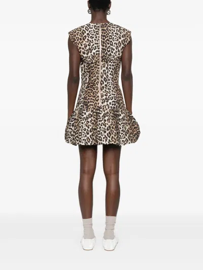 Ganni Animal Print Cap Sleeve Dress