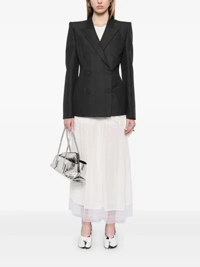 Alexander Mcqueen Structured Double Breasted Jacket With Padded Shoulders In Blue