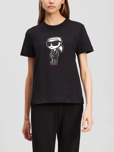 Karl Lagerfeld Ikon Choupette T-shirt In Black