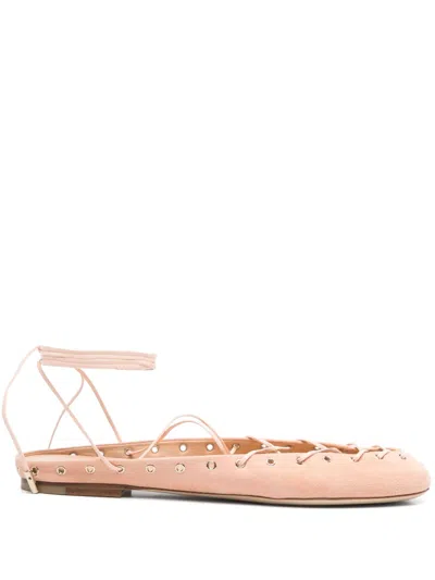 Chloé 10mm Ghillies Leather Flats In Pink