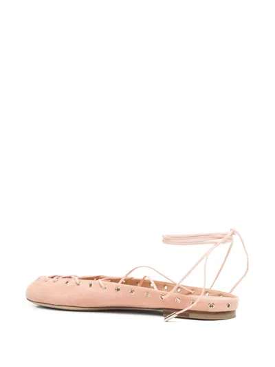 Chloé 10mm Ghillies Leather Flats In Pink