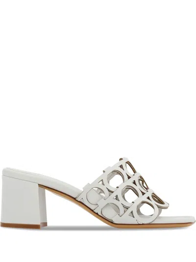 Ferragamo Gancini Cut-out Block-heel Sandals In White
