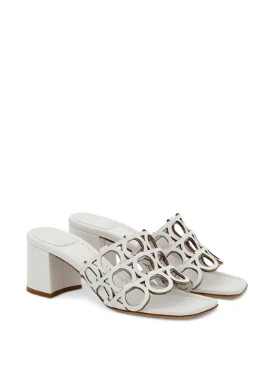 Ferragamo Gancini Cut-out Block-heel Sandals In White