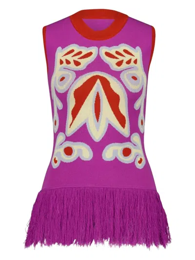 Paula Tina Bellflower Jacquard Tank Top In Pink