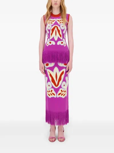 Paula Tina Bellflower Jacquard Tank Top In Pink