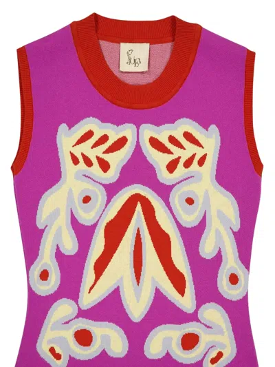 Paula Tina Bellflower Jacquard Tank Top In Pink