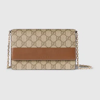 Gucci Gg Emblem Chain Wallet In Brown
