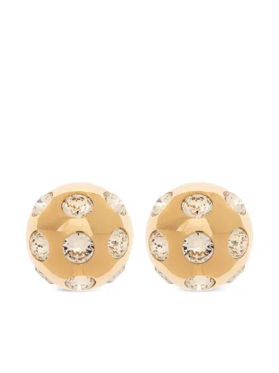 Jacquemus Square Round Earrings With Rhinestones In Gold