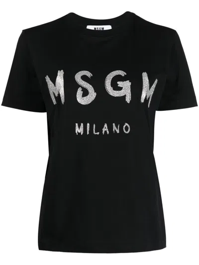 Msgm T-shirt With Logo In Black