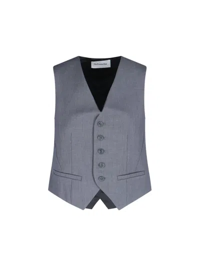The Frankie Shop Gelso Grain De Poudre And Satin Vest In Gray