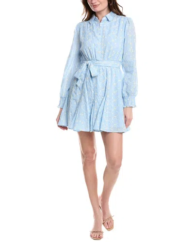 Fate Eyelet Tie-waist Mini Dress In Blue