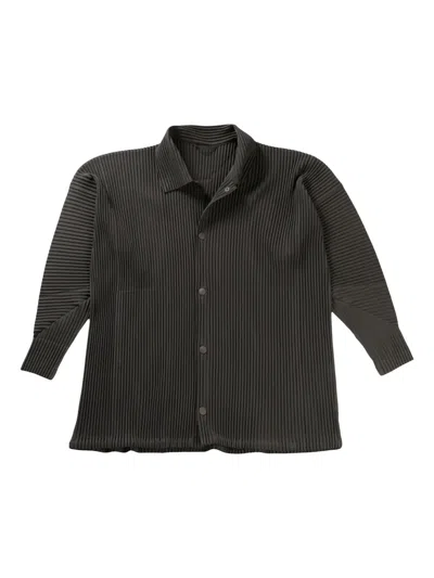 Issey Miyake Pleated Drawstring Collar Jacket In Grey