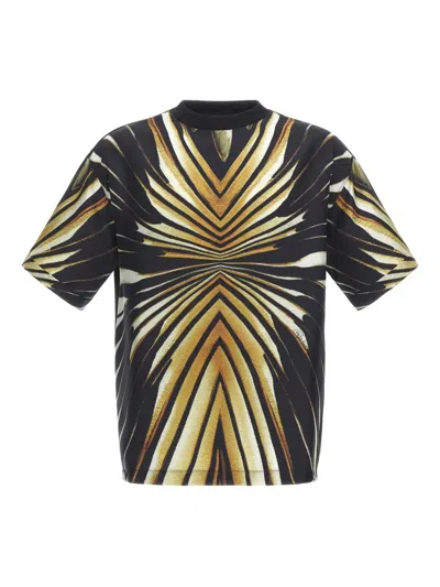Roberto Cavalli Striped T-shirt In Gold