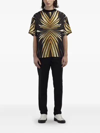 Roberto Cavalli Striped T-shirt In Gold