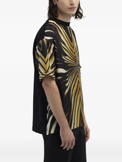 Roberto Cavalli Striped T-shirt In Gold