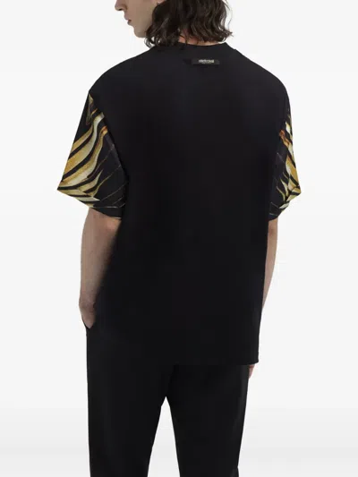 Roberto Cavalli Striped T-shirt In Gold