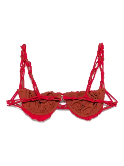 Isa Boulder Reversible Bikini Top In Red