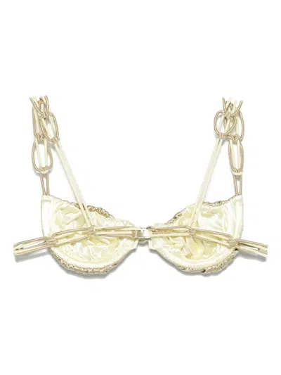 Isa Boulder Reversible Bikini Top In Gold