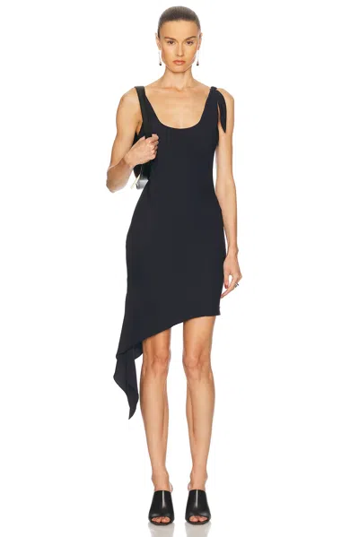 Courrèges Asymmetric Mini Dress With Dynamic Multicolor Pattern In Navy