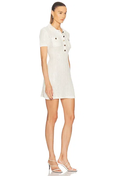 Self-portrait Mini Crochet Dress With Sequins In Neutral