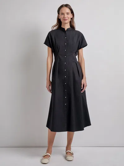 Misook Fit & Flare Button Front Maxi Dress - Modern Fit In Black