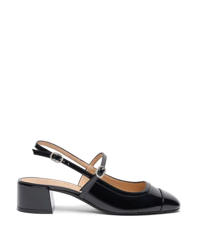 Stuart Weitzman Kenna Block Slingback 45 In Black