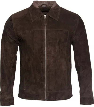 Infinity Leather Mens Retro Classic Suede Leather Biker Jacket In Brown
