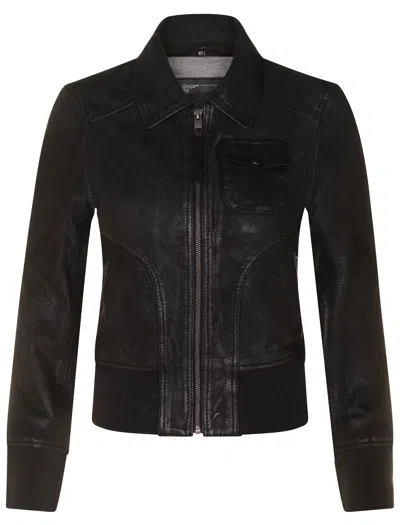 Infinity Leather Womens Ma-1 Varsity Bomber Jacket-modbury In Black