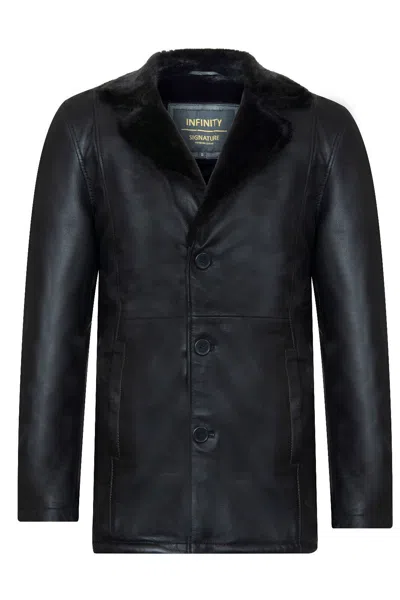 Infinity Leather Mens Reefer Leather Jacket - Tadcaster In Black