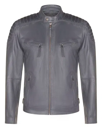 Infinity Leather Mens Leather Quilted Biker Jacket - Berlin In Blue