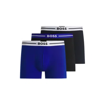 Hugo Boss Three-pack Of Boxer Briefs With Logo Stripe Waistbands In Multi