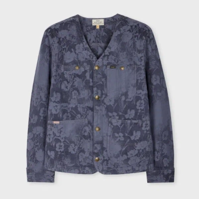 Paul Smith Men's Collarless Chore Jacket In Blue