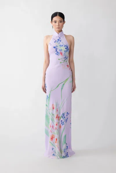 Sau Lee Gillian Floral Dress In Lavender Multi