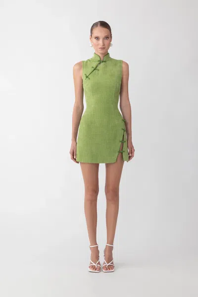 Sau Lee Ines Tweed Mini Dress In Apple Green