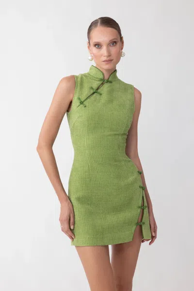 Sau Lee Ines Tweed Mini Dress In Apple Green